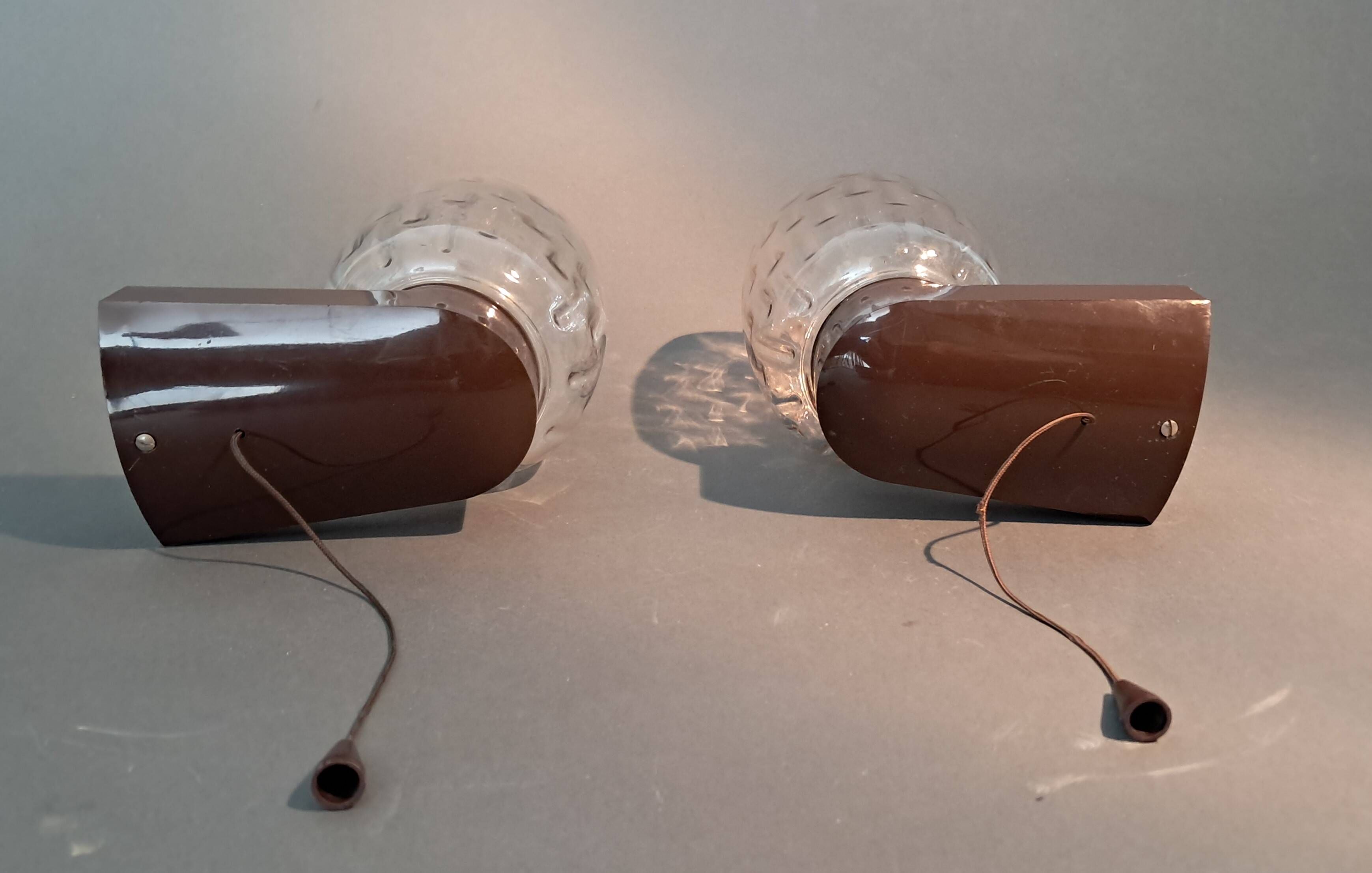 Pair of bedside sconces with RZB leuchten cords 1960 made in Germany
