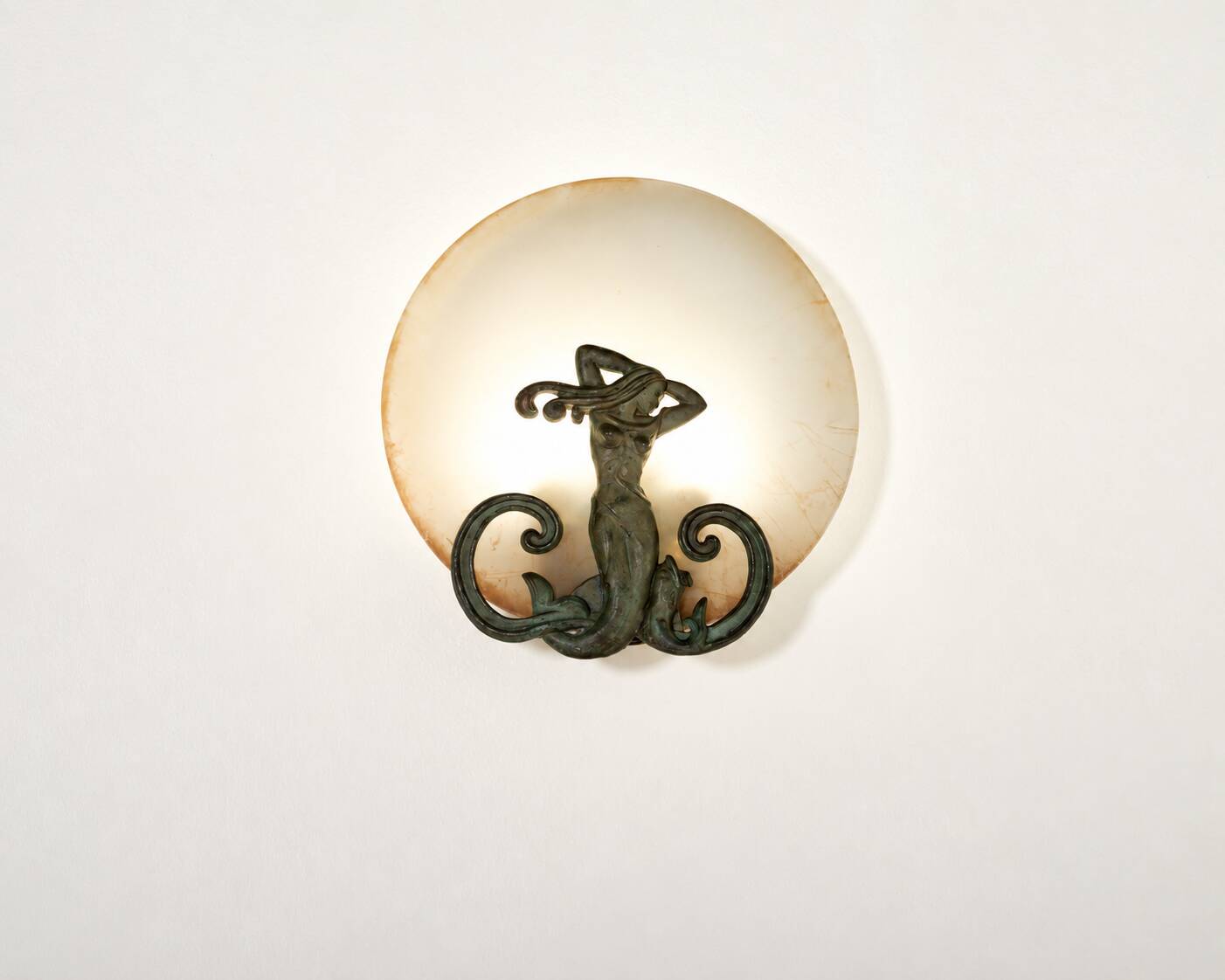 Scandinavian metal and frosted glass wall lamp, early 1900s