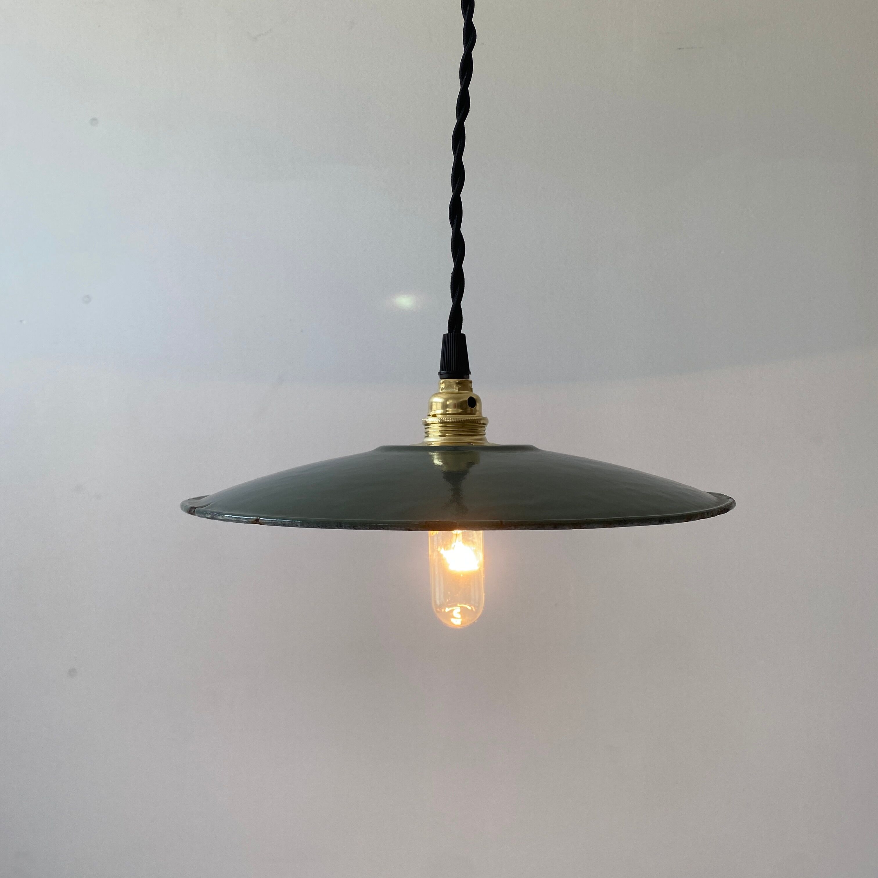 Old industrial blue grey enamelled suspension