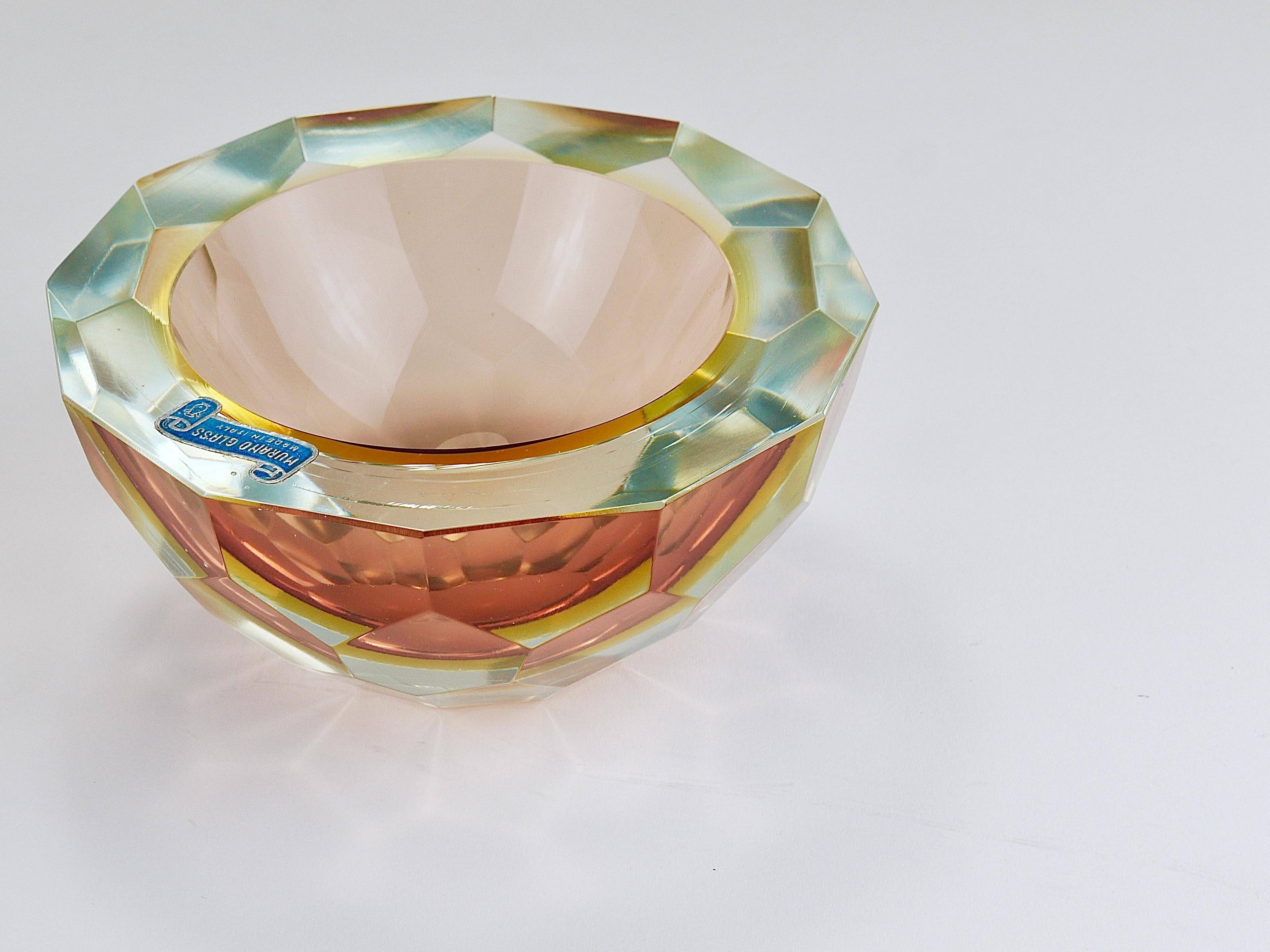 Large Faceted Murano Glass Bowl for Caviar, Italy, 1960s