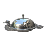 Serving dish foie gras silver metal