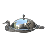 Serving dish foie gras silver metal