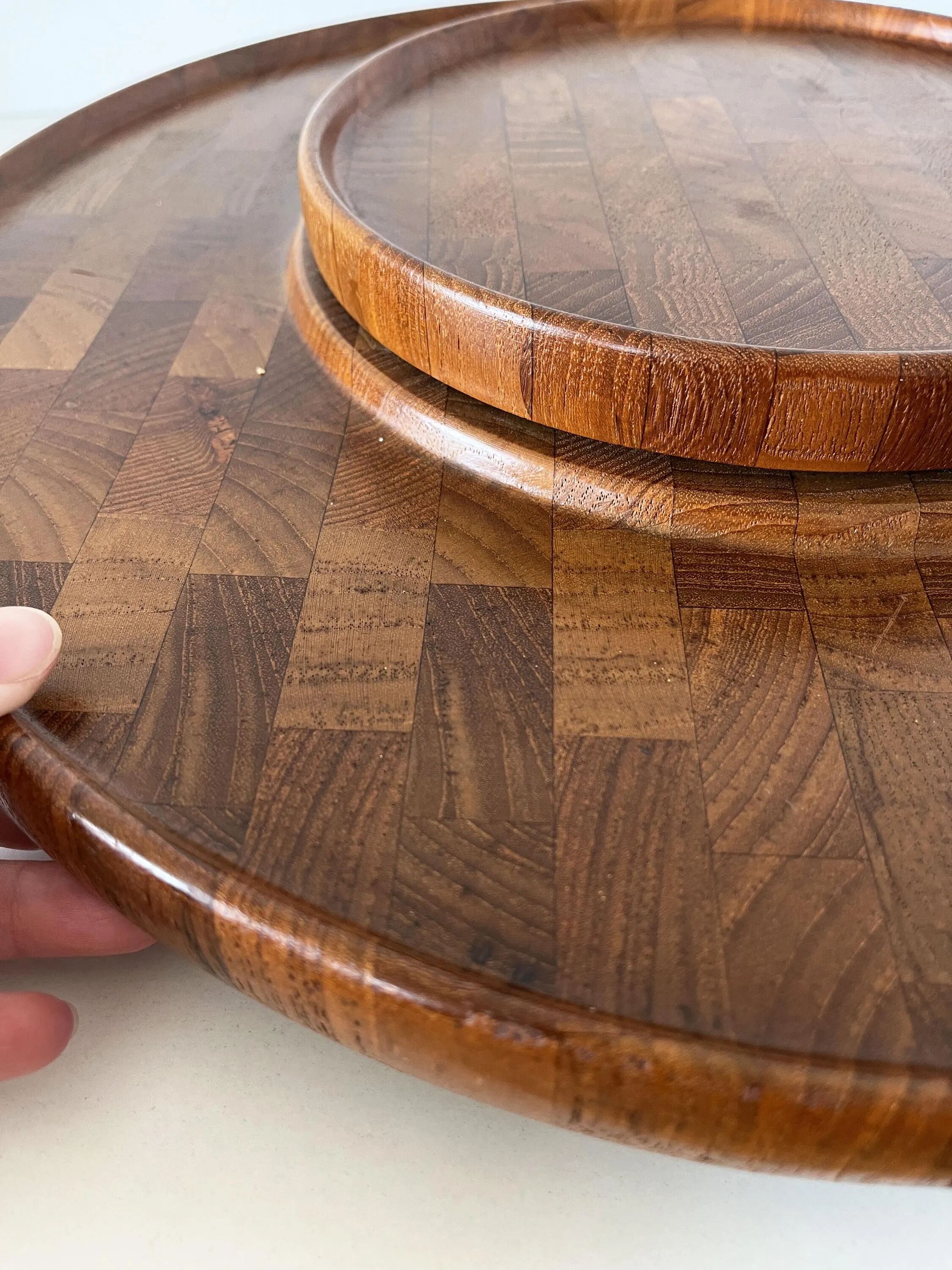 Large rotating teak platter Denmark Digsmed 1970