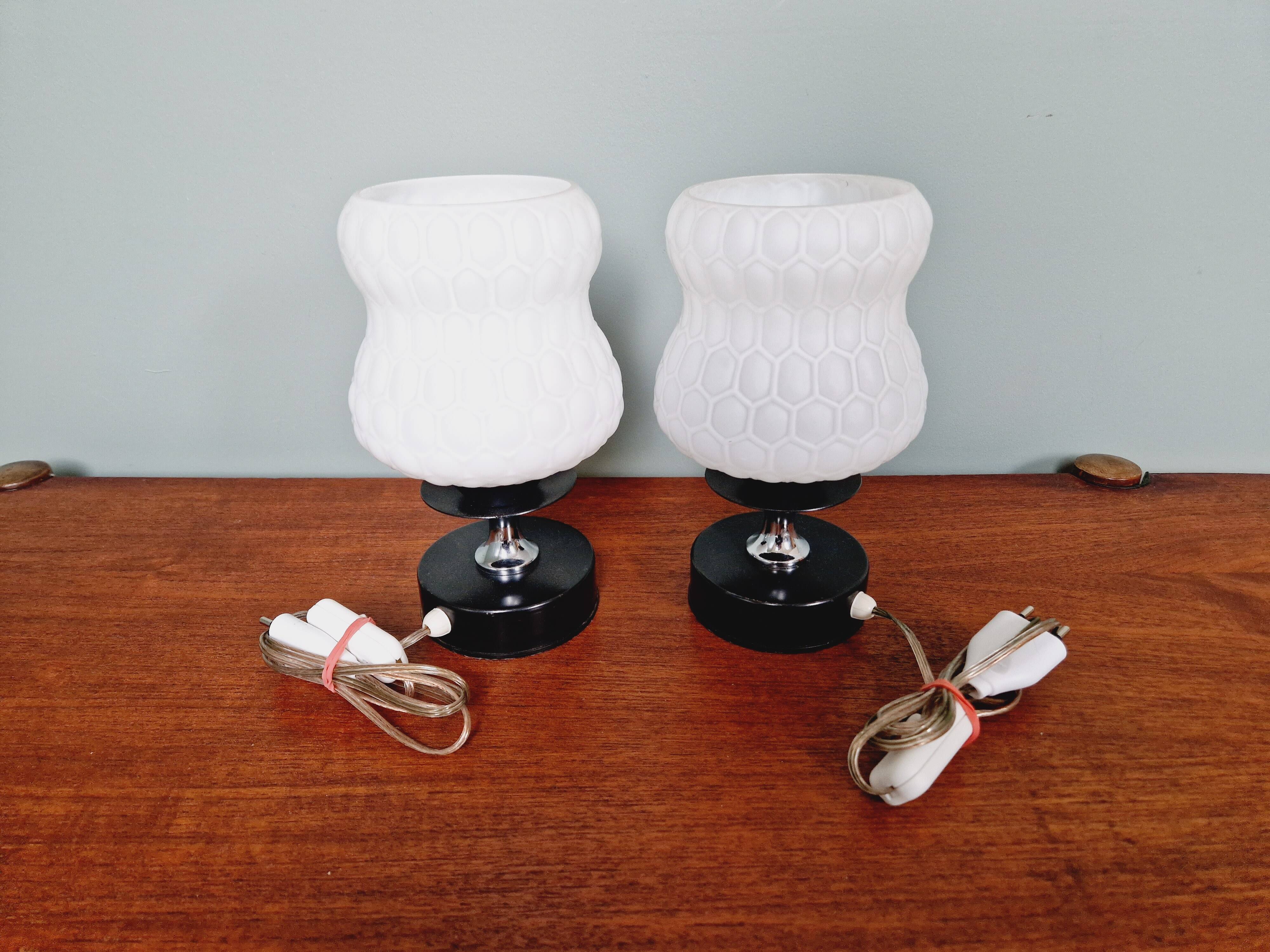 Pair of glass bedside lamps, 1970s