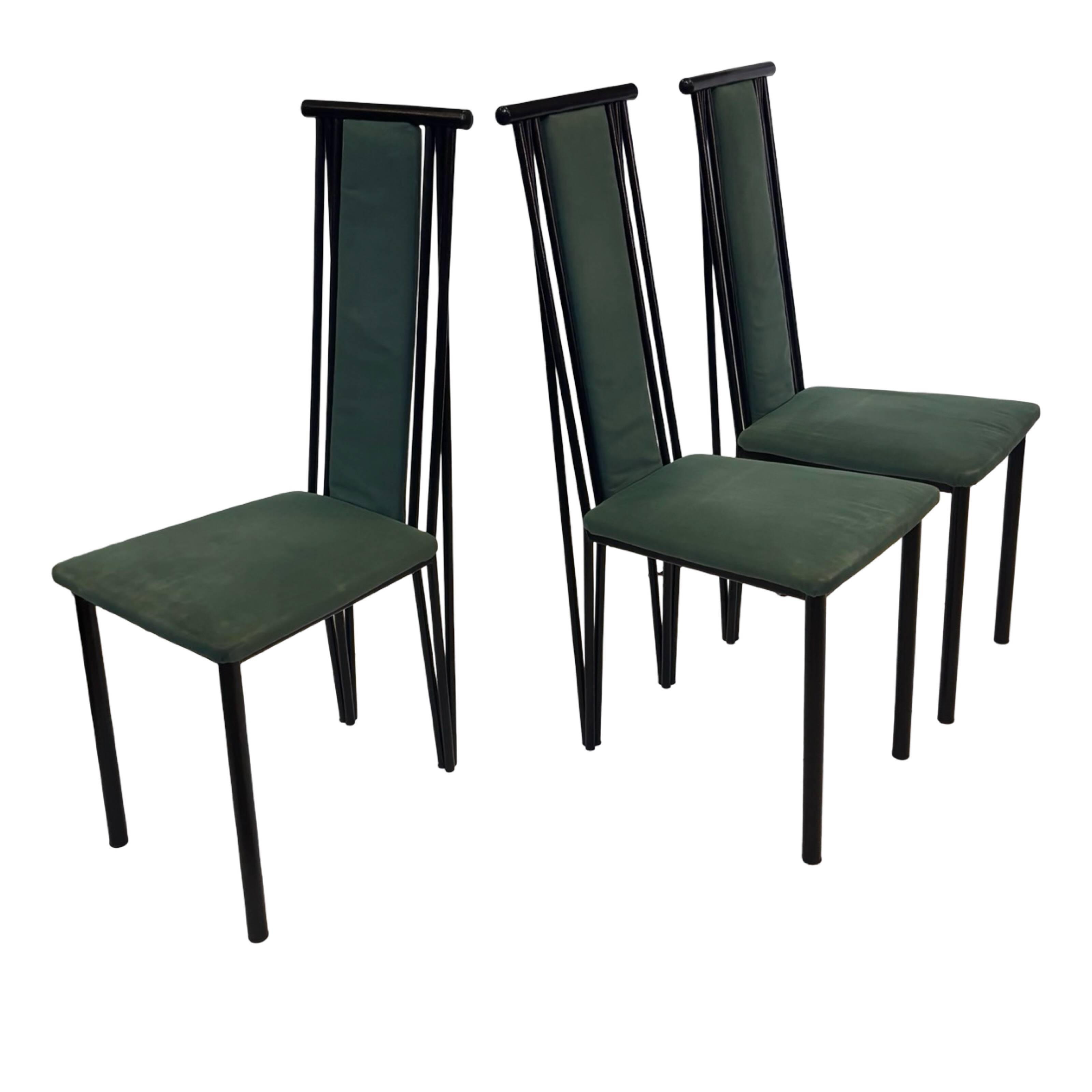 Vintage dining chairs modern design 80's set of four