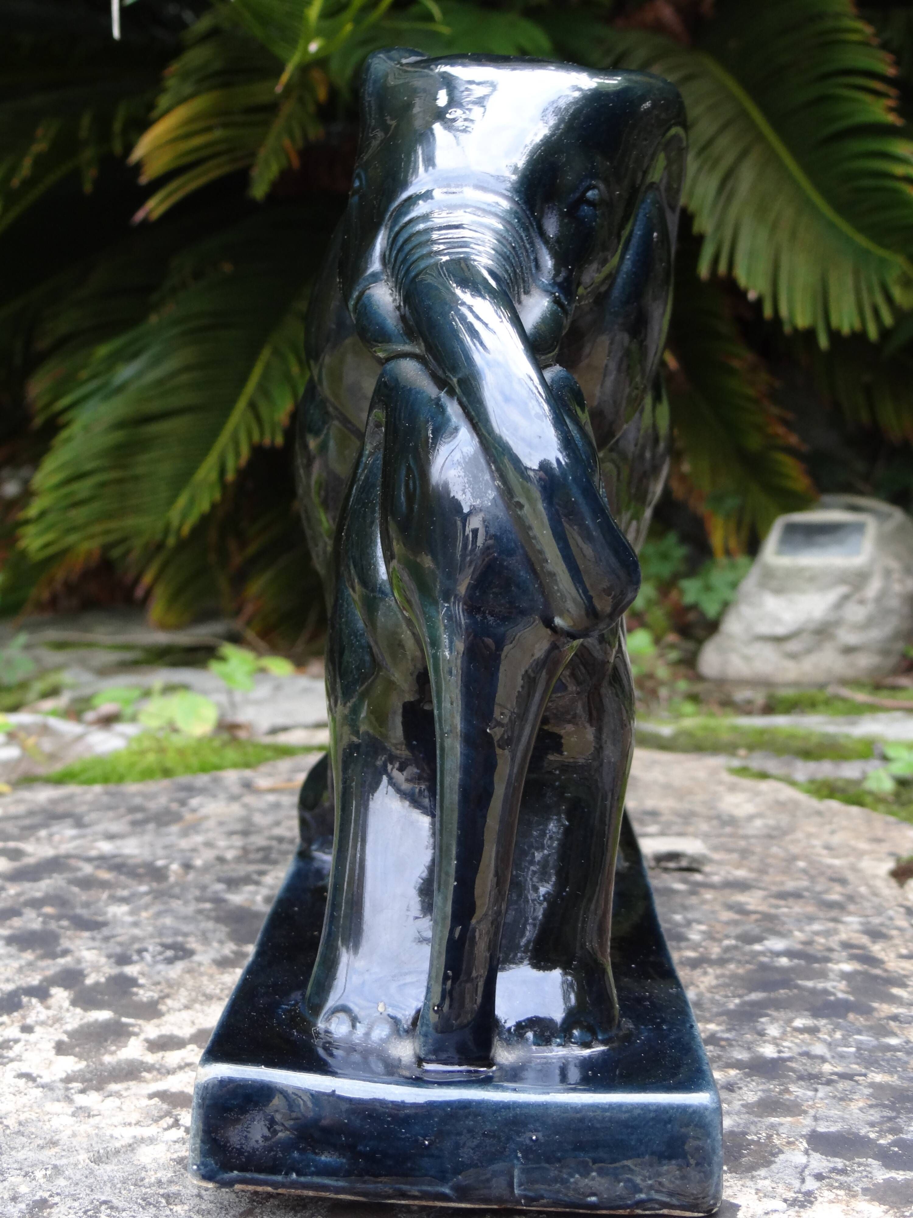 Beautiful Art Deco Lemanceau Elephant Statue, St. Clement Faience Elephant