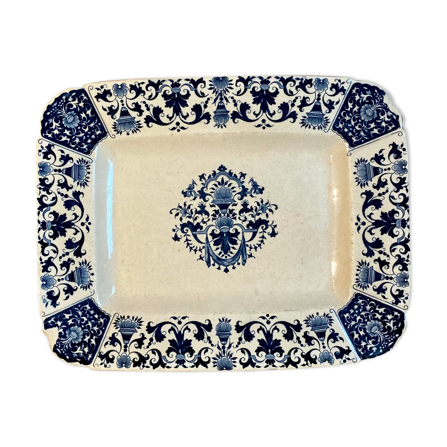 Rectangular dish, Manufacture de Gien model Blue square