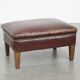 Ottoman vintage en cuir de mouton