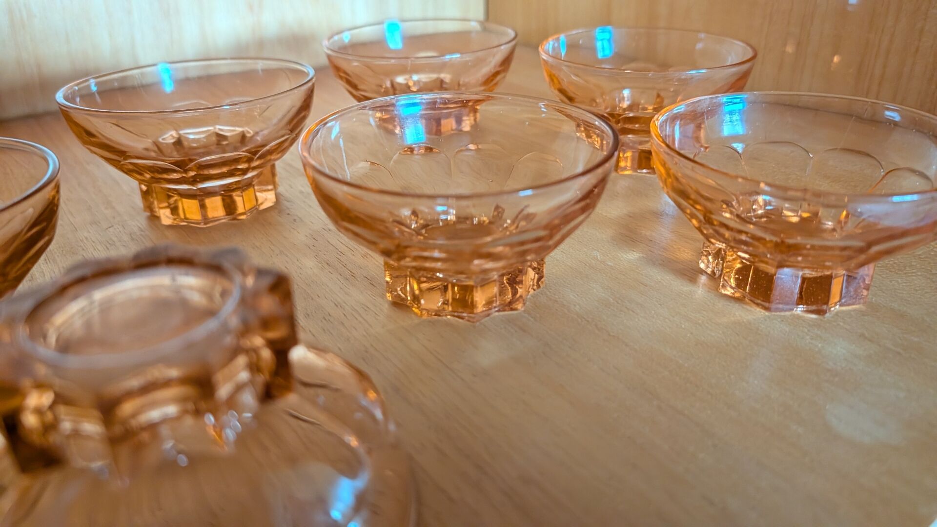 amber glass Art Deco cups
