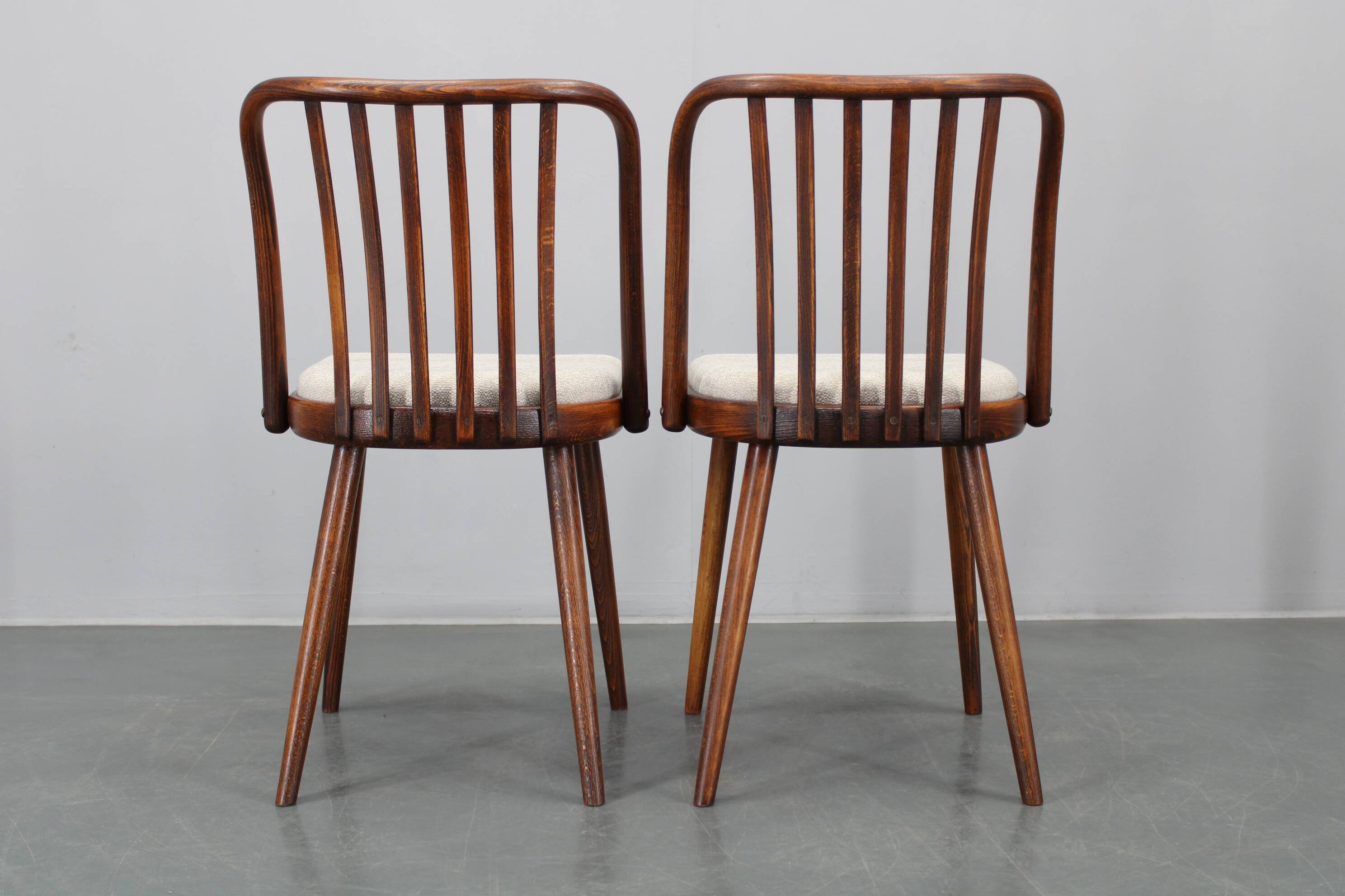1960s Antonin Suman Set of Six Beech Dining Chairs, Restored