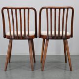 1960s Antonin Suman Set of Six Beech Dining Chairs, Restored