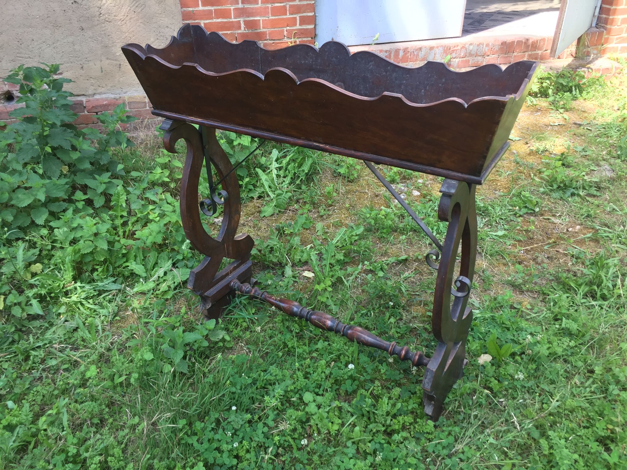 Jardinière bois fer forgé et zinc