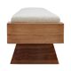 Brutalist Style Bench with Solid Oak Pyramid Bases and Ivory Bouclé Upholstery