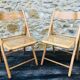 Set of 2 vintage folding chairs, rattan cane for Habitat, circa 70/80