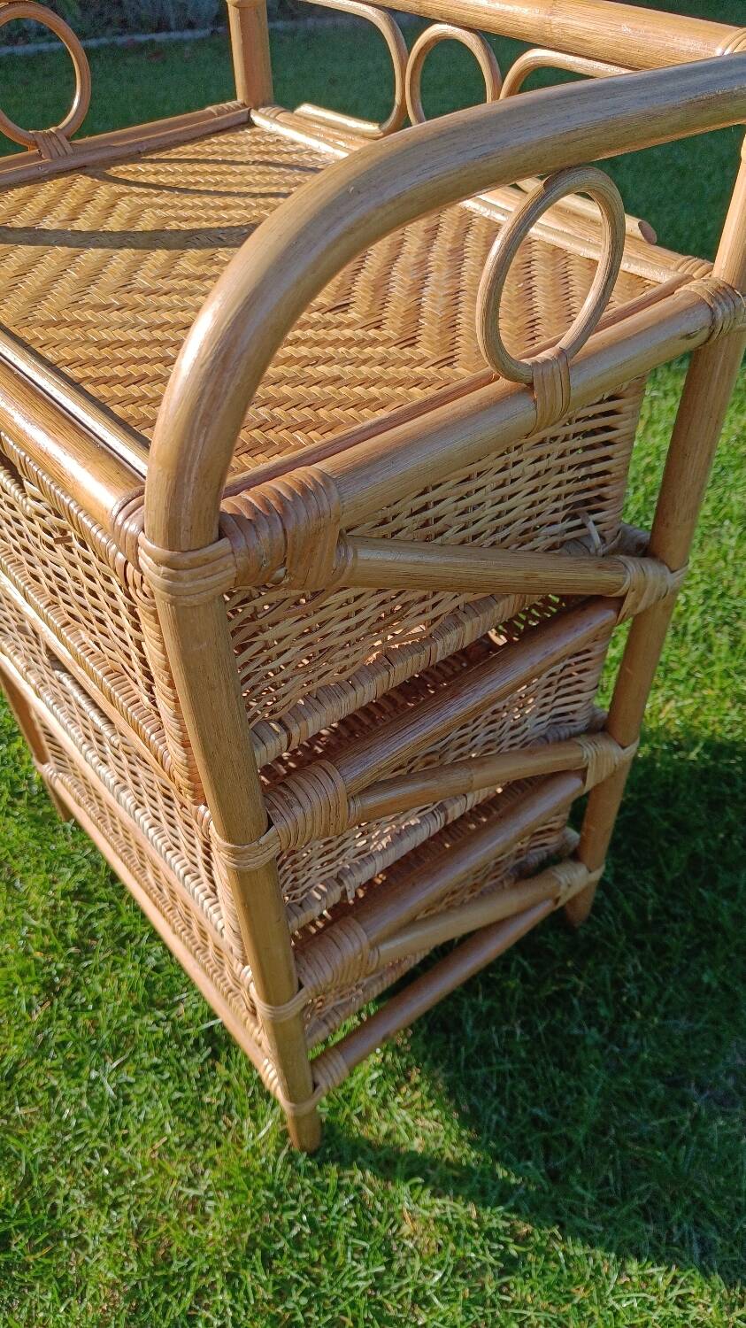 Commode, chiffonnier en rotin vintage