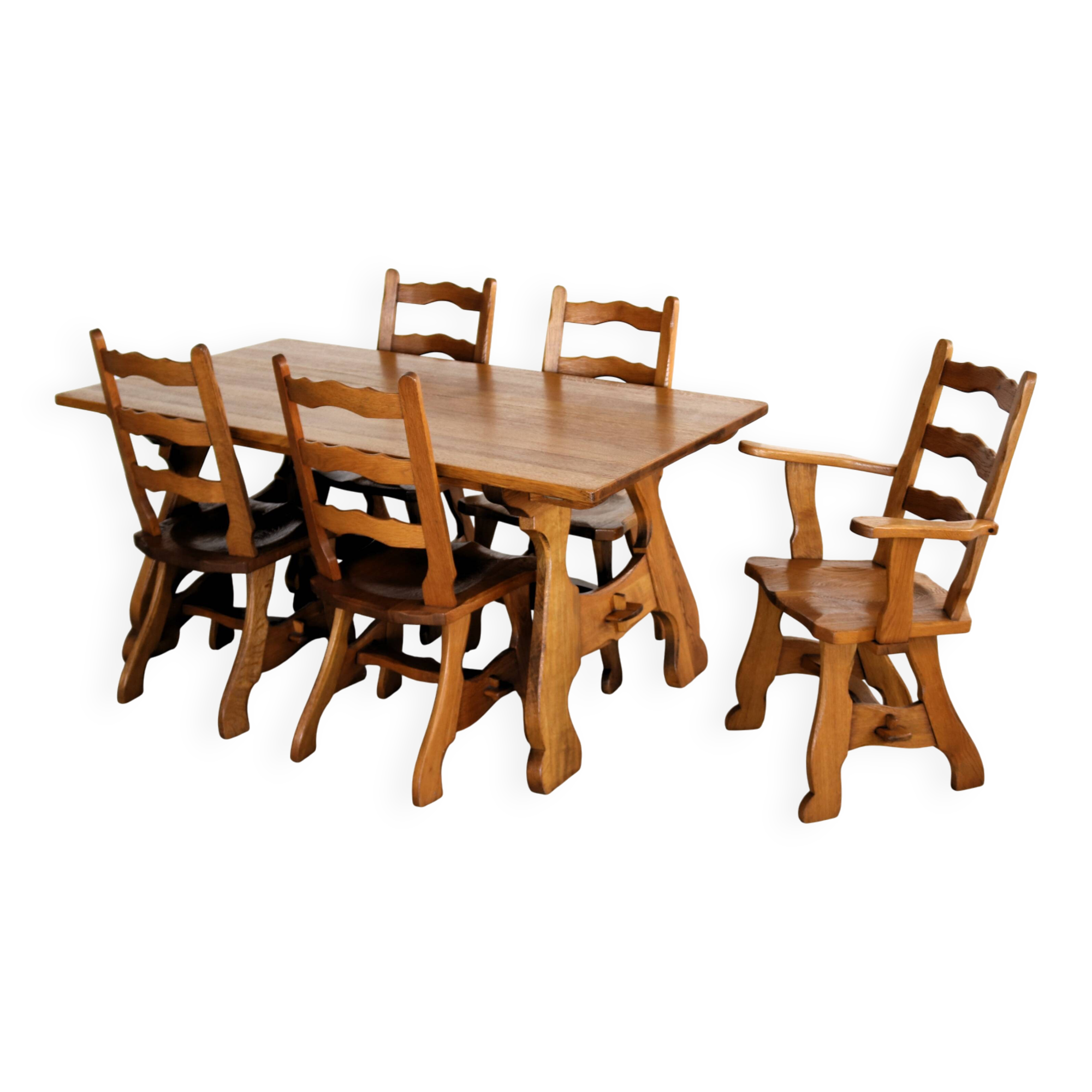 Brutalist dining chairs | vintage chairs | 1950s | oak