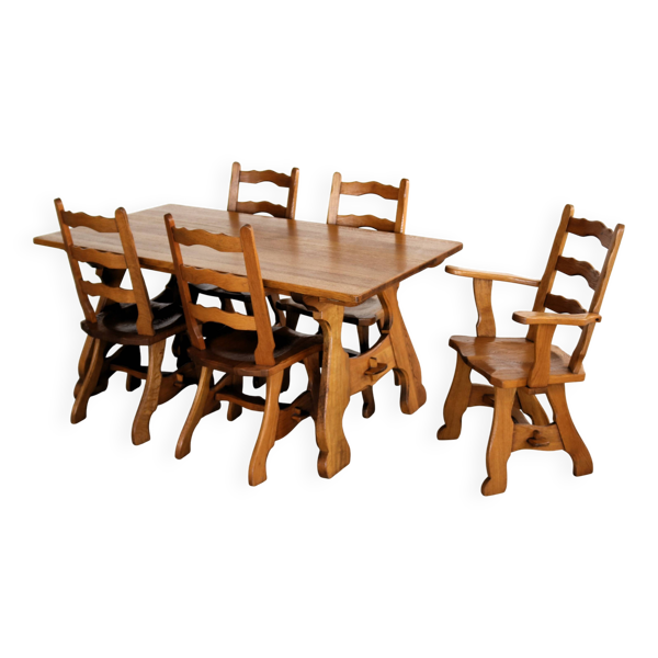 Chaises de salle à manger brutalistes   chaises vintage   années 1950   chêne