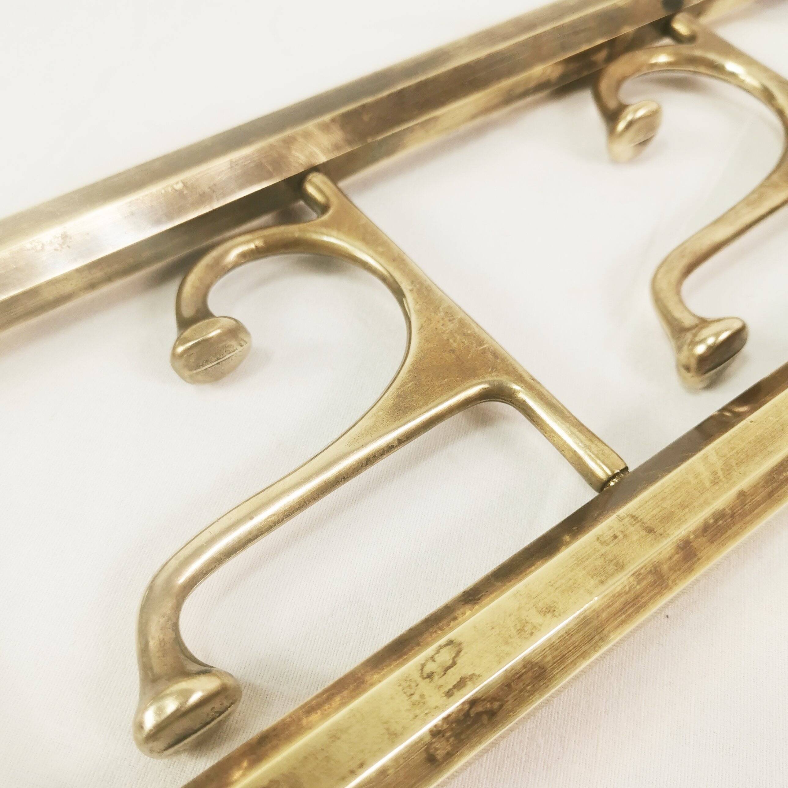 Art Deco brass wall hanger, Austria, 1940s.
