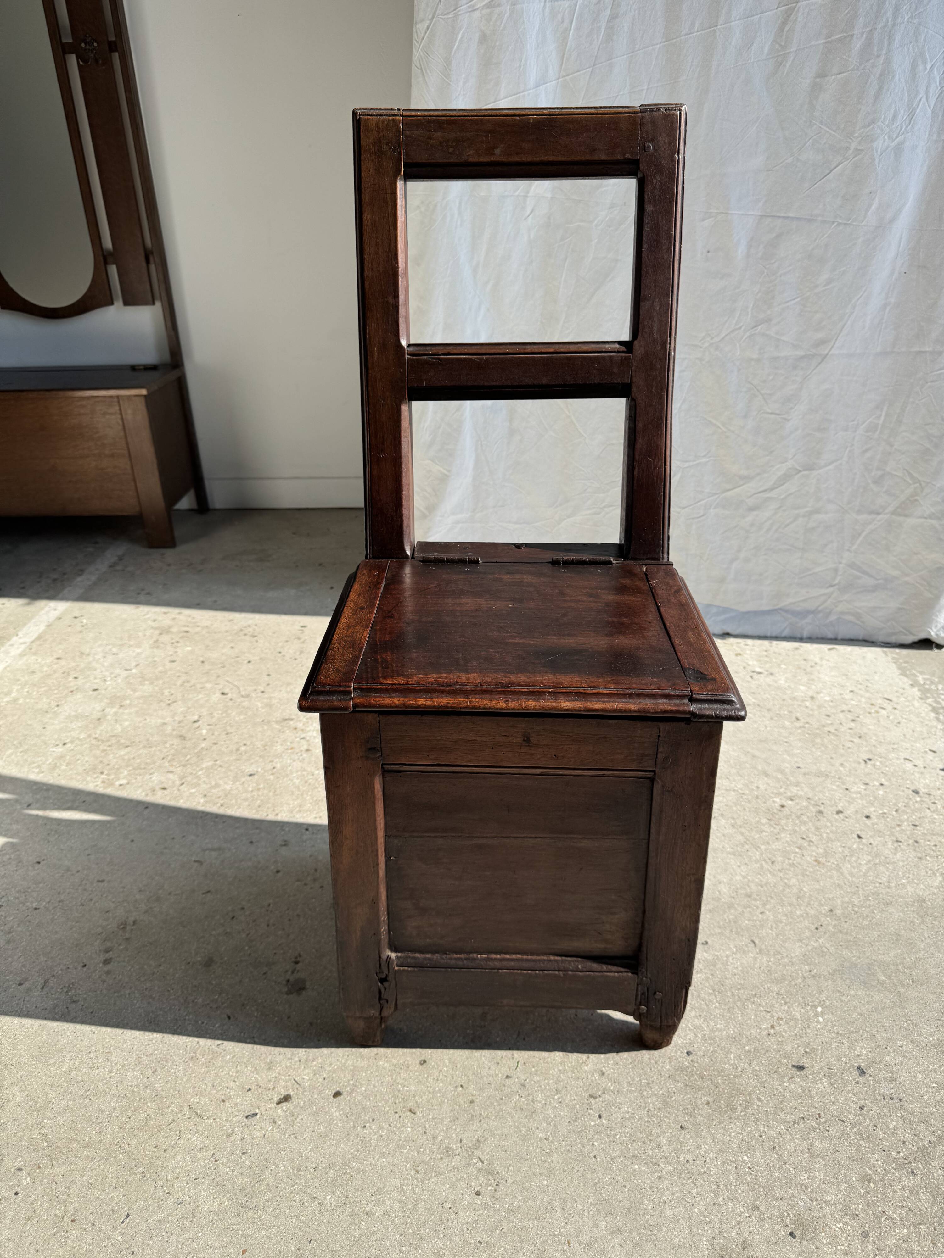 Antique oak chest chair