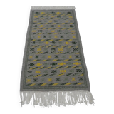 Authentic Margoum Nomad Kilim Rug Woven Flat Grey and Yellow