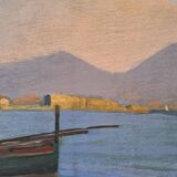 Ancient table oil on panel by Ermando Bellantonio