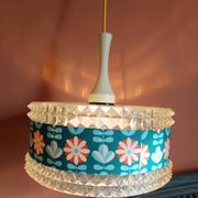 Vintage 1970s plexiglass and flower pendant light