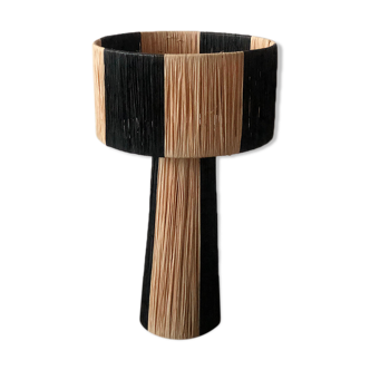Natural and black raffia lamp 2