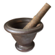 Cast iron mortar and wooden pestle