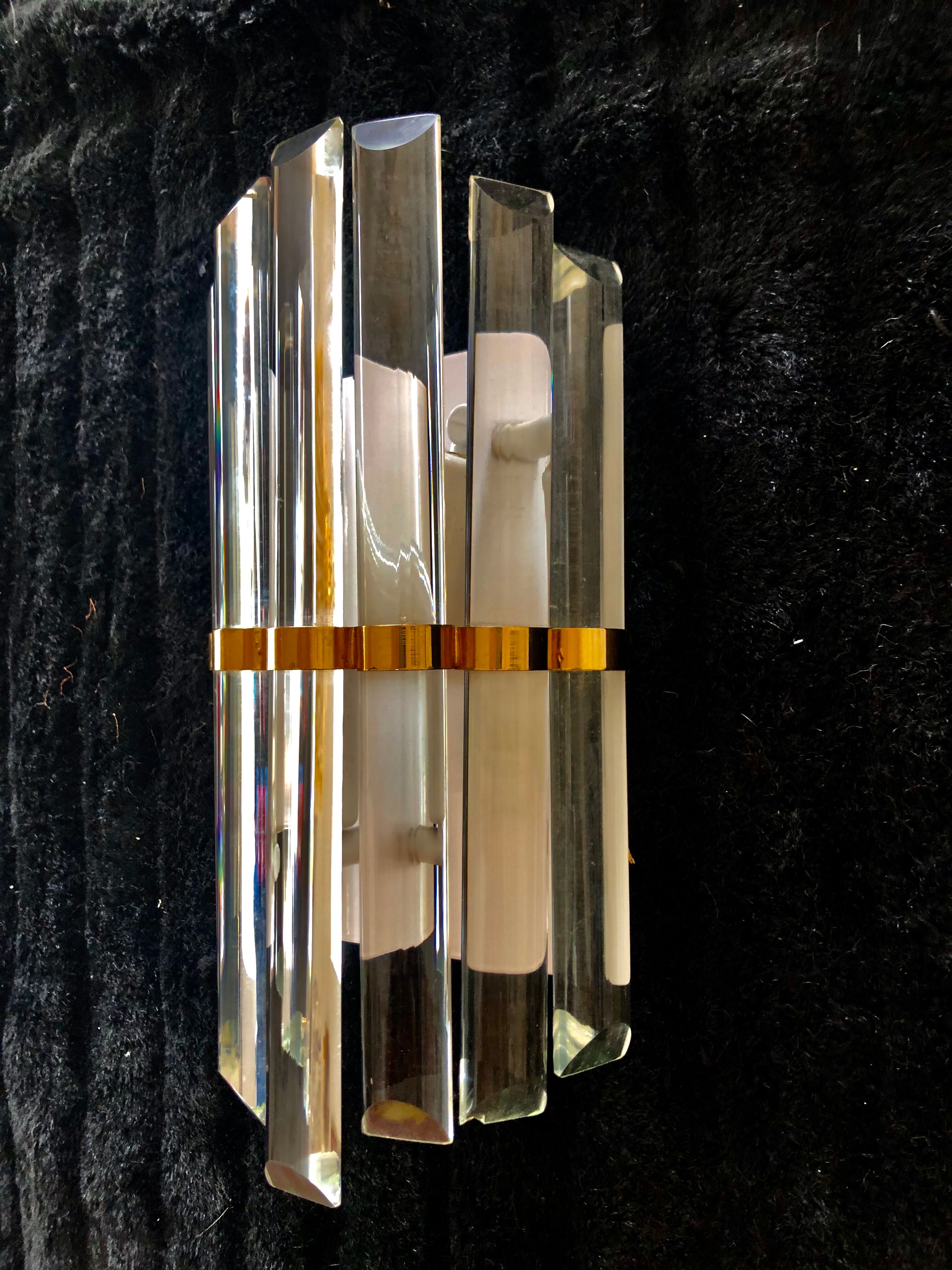 Venini sconce glass and gilded structure