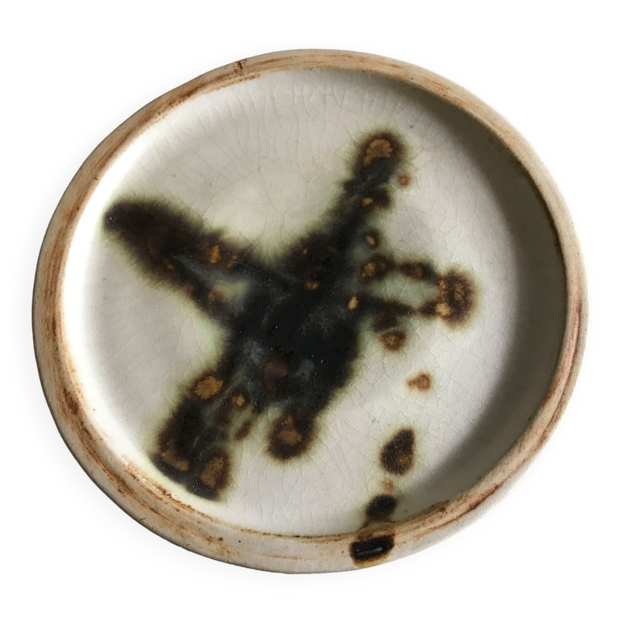 Plate vintage pottery la colombe in stoneware artistic effect vallauris 17,8 cm