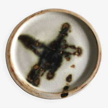 Assiette vintage poterie la colombe en grès effet artistique vallauris 17,8 cm