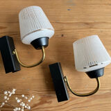 Pair of vintage glass/metal wall lights / circa 1950s 1960s