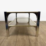 Chrome and smoked glass coffee table with double top from the 1970s.