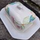 Flowered porcelain butter dish