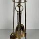 Neoclassical Polished Brass Fire Set with Ring Tools