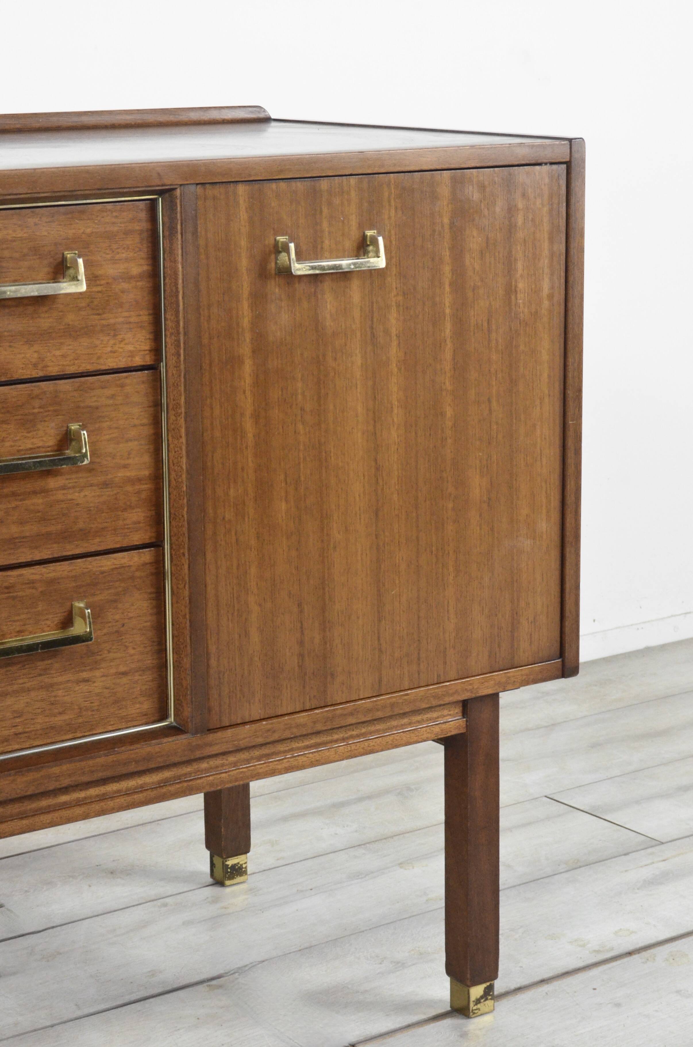 Midcentury G Plan 'E Gomme' Sideboard In Walnut And Brass. Vintage Modern /