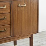 Midcentury G Plan 'E Gomme' Sideboard In Walnut And Brass. Vintage Modern /