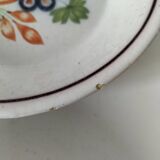 Pair of antique soup plates with hand-painted grape decoration