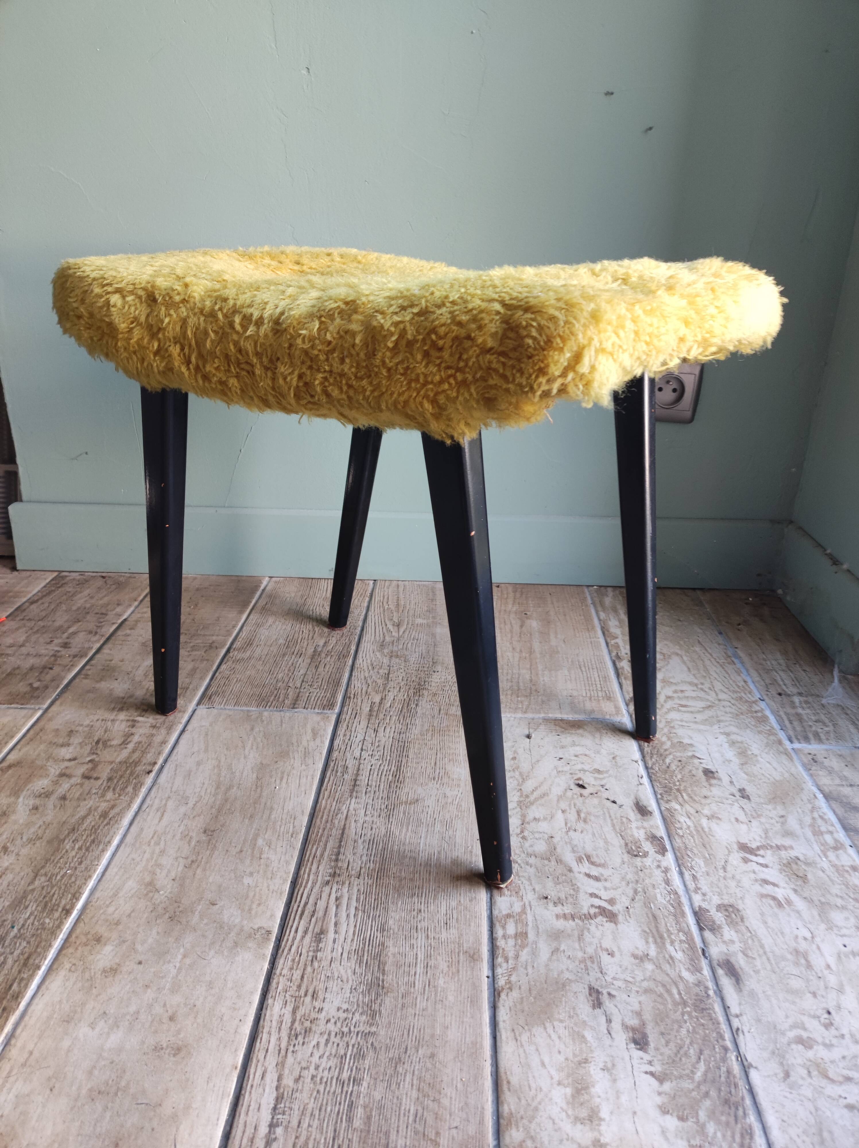 Stool footrest compass wood moumoute vintage Scandinavian design