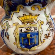 Small antique jug in faience from Les Sables d'Olonne, hand-painted.