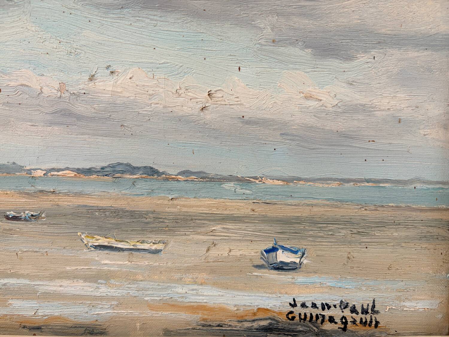 Marine Oil on canvas by JP. Guinegault (36 x 45)