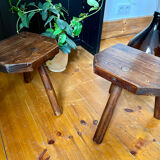Pair of handmade tripod stools