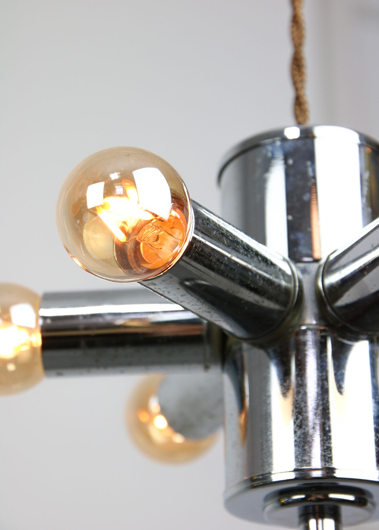 Vintage Italian Chrome Lamp Duo, 70s