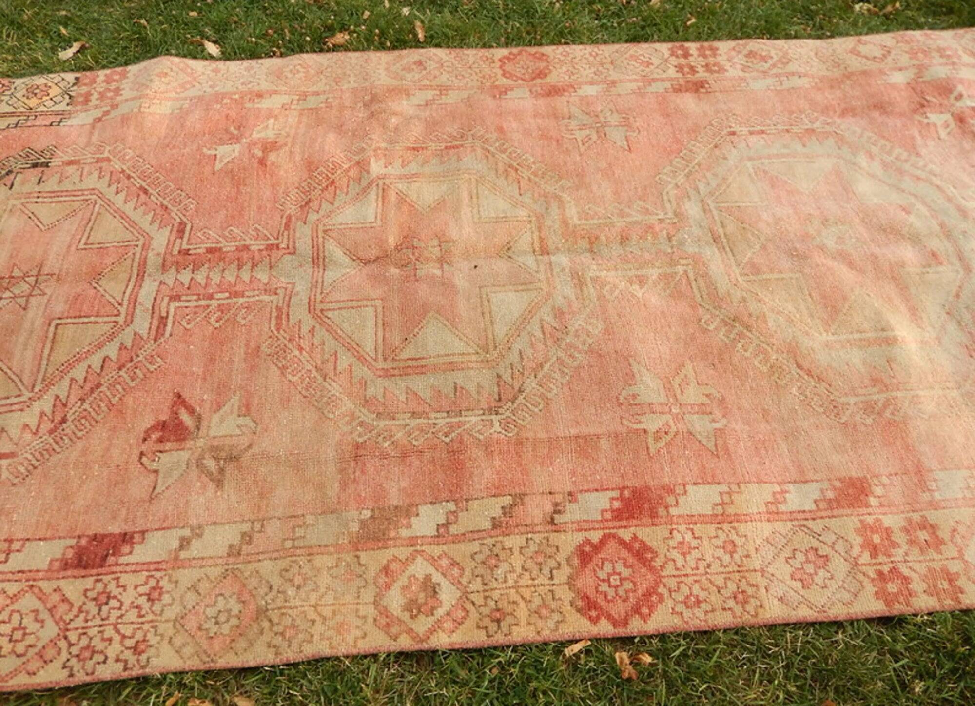 Vintage Turkish hallway rug 137x385 cm