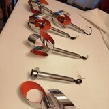 Suspension raak 5 lampes chromées oranges 1970