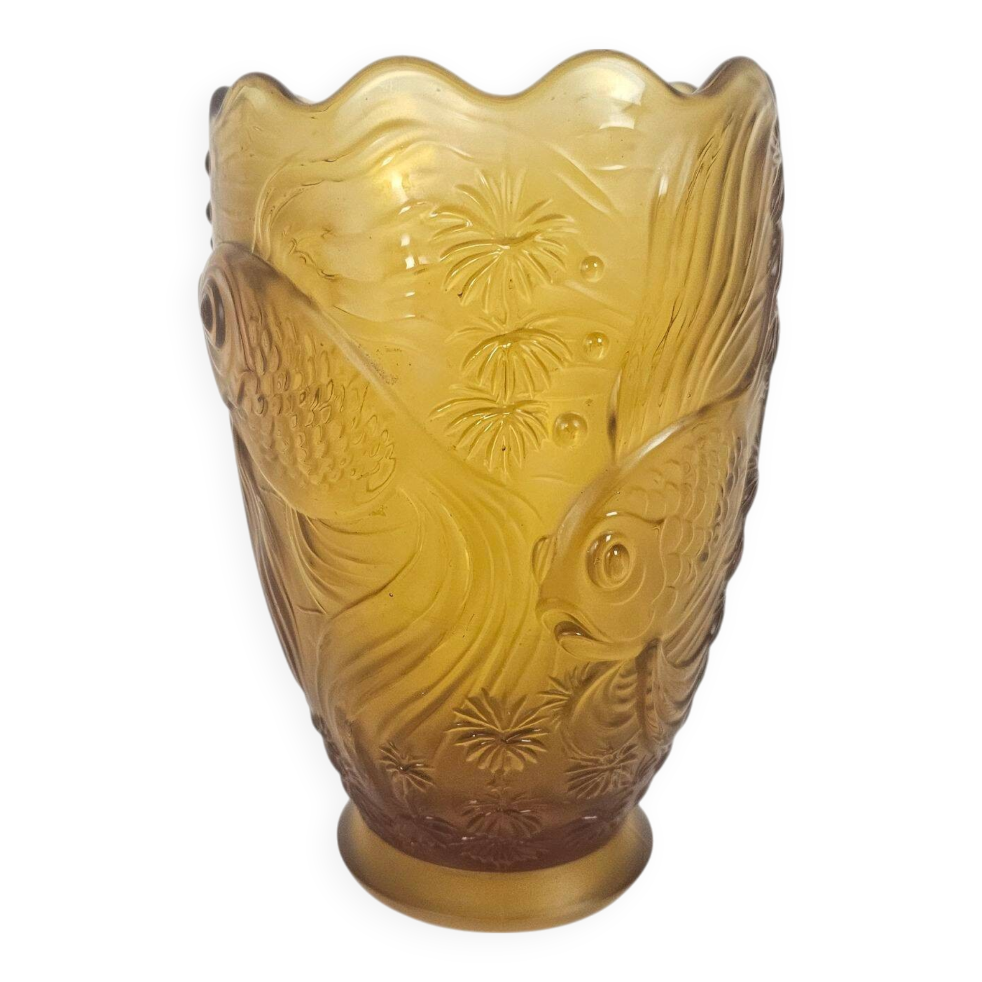 Josef Inwald - Barolac - "Koi Carp" - pressed glass vase - frosted glass -