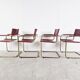 Red leather bauhaus design dining chairs - 1980