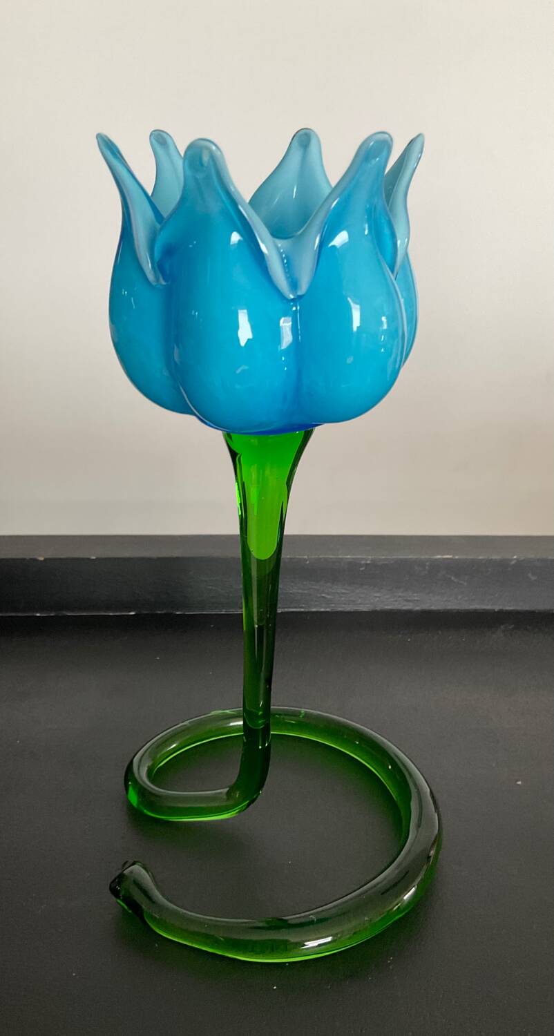 Vintage Murano flower candle holder in glass paste