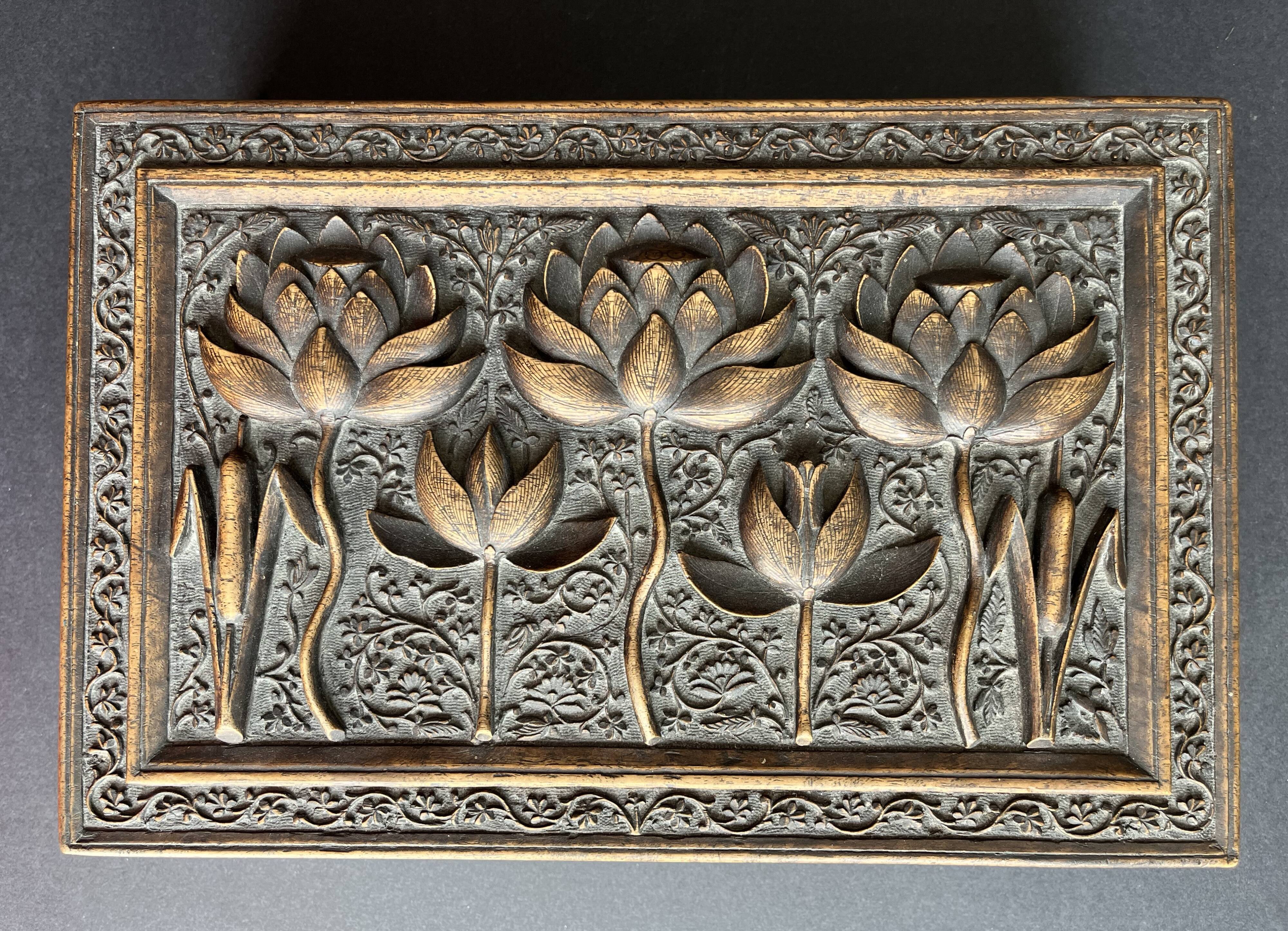 Carved wooden jewelry box