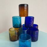 Lot de 10 verres soufflés bouche – Artisanat contemporain français – Multic